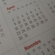 Calendario en el que se ven los meses de agosto y noviembre