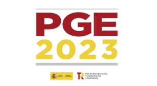 Logo de los PGE 2023, en rojo y amarillo