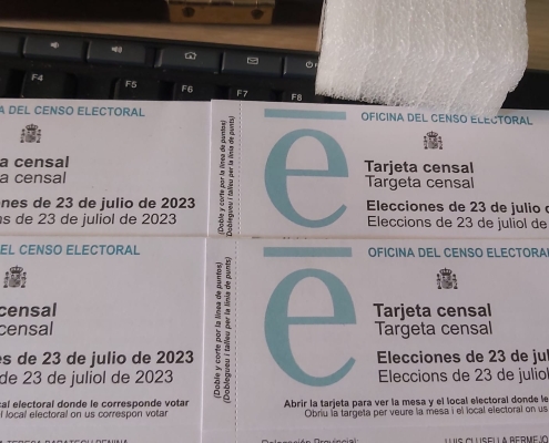 Detalle sde una tarjecta censal de las elecciones del 23 de julio