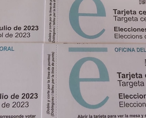 Detalle sde una tarjecta censal de las elecciones del 23 de julio